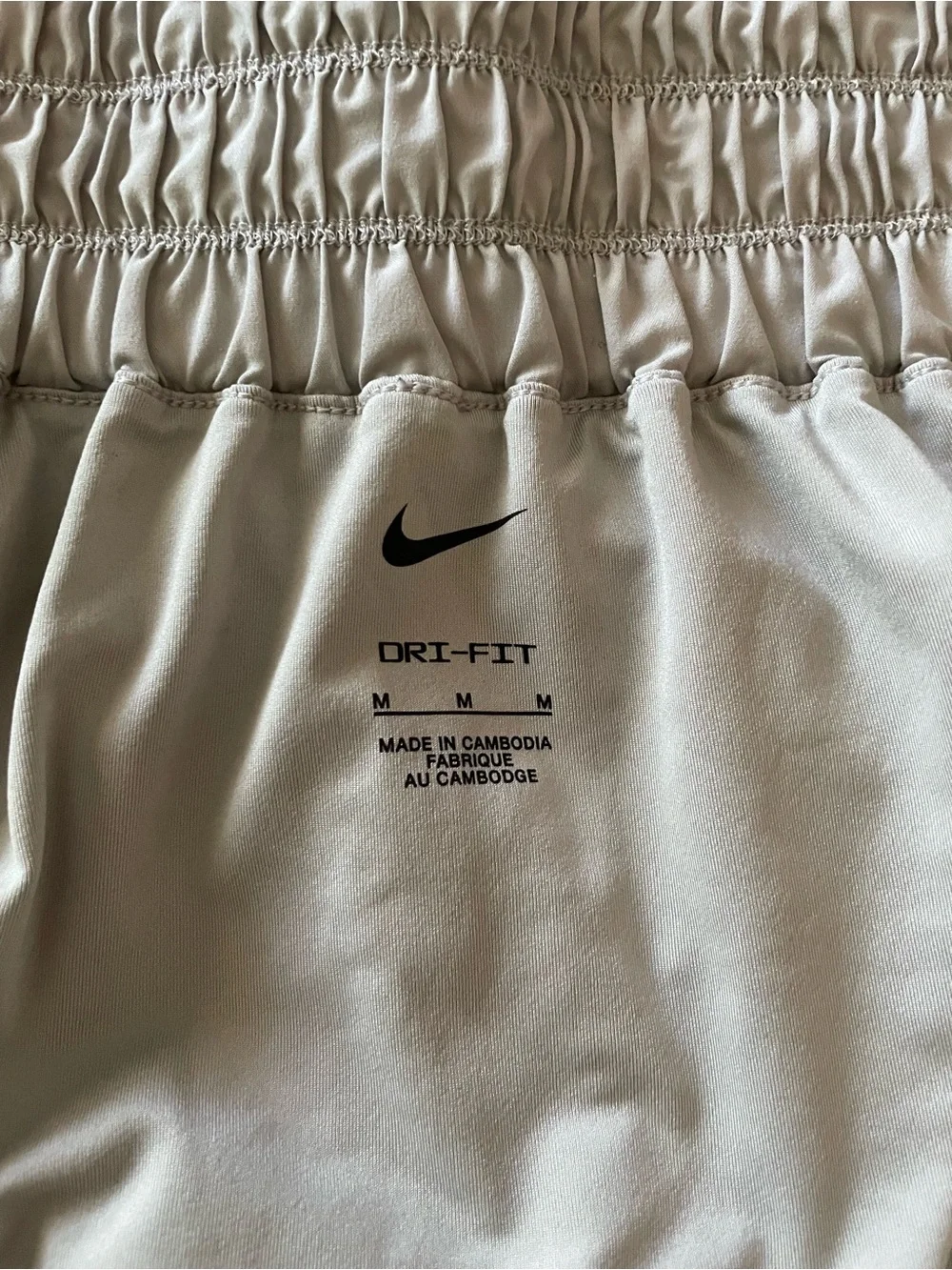 Nike Women's Light Gray Athletic Smocked-Waist Shorts